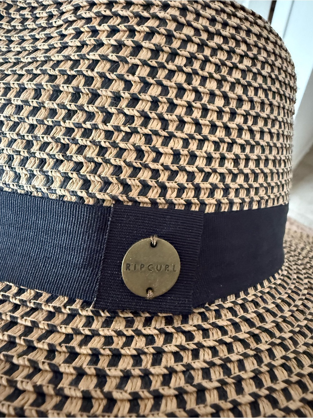 Rip Curl Tan and Black Straw Sun Hat